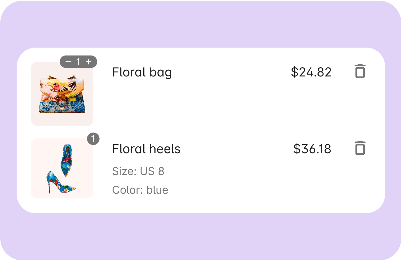 Choose what to display in cart