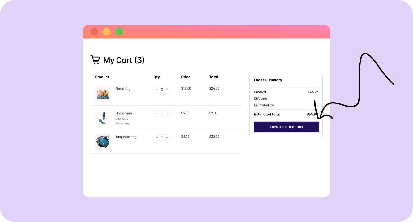 Cart page