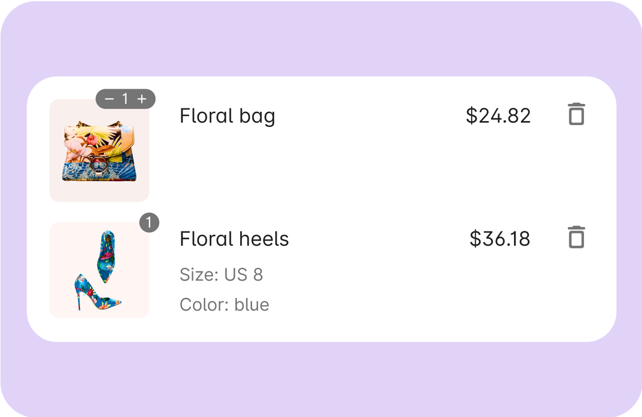 Choose what to display in cart