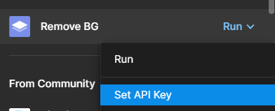 Set API key for Remove Bg