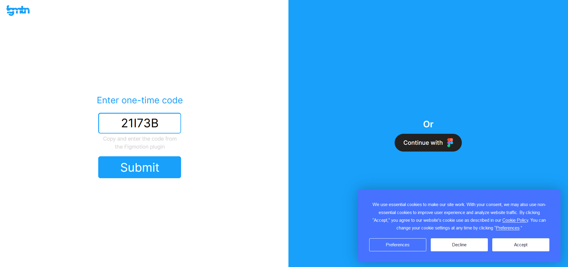 Figmotion code insert in browser