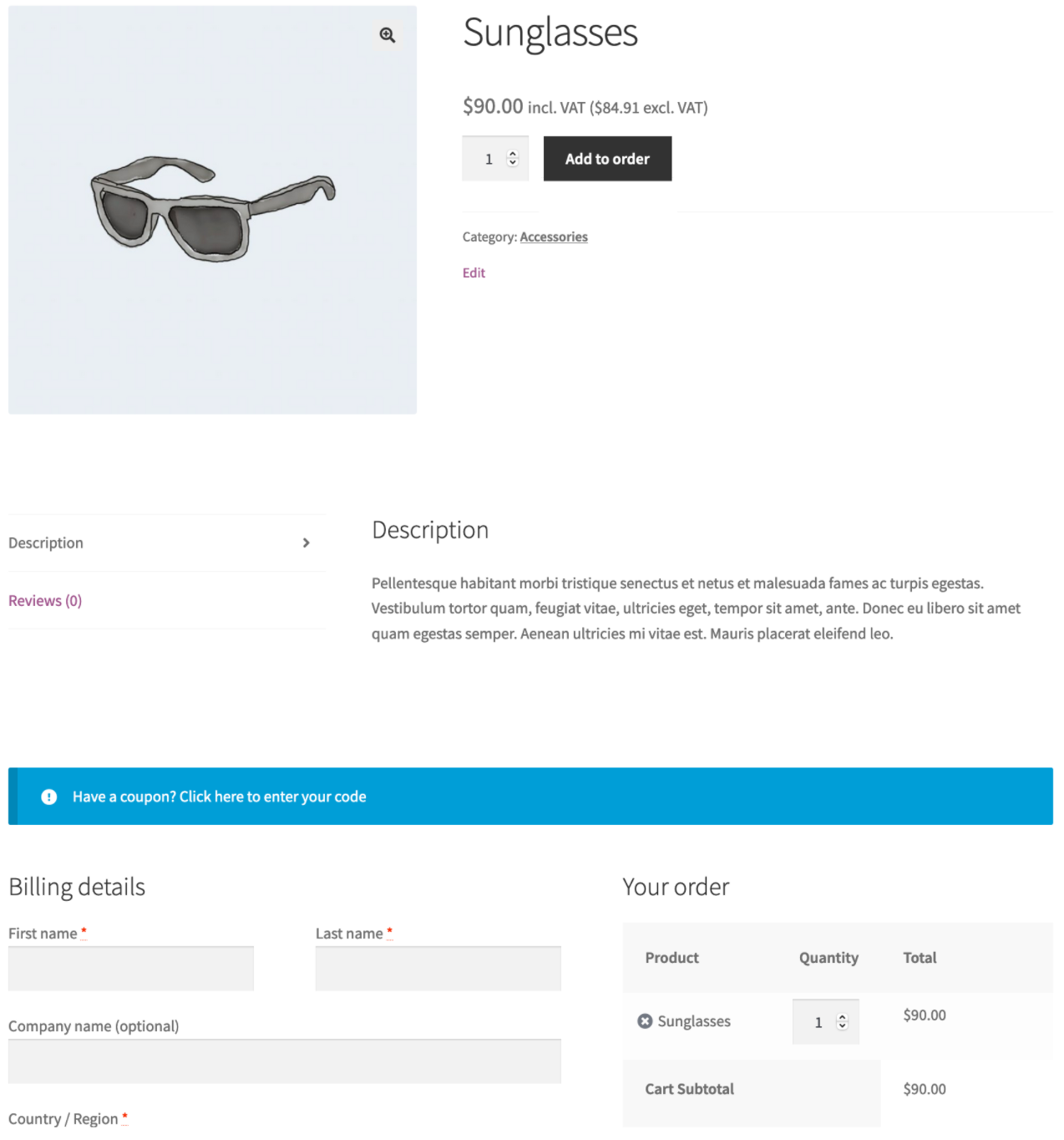 Woocommerce one page checkout page