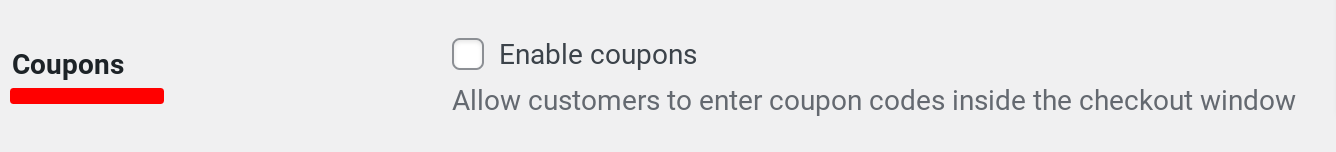 enabling coupons inside the checkout windw image