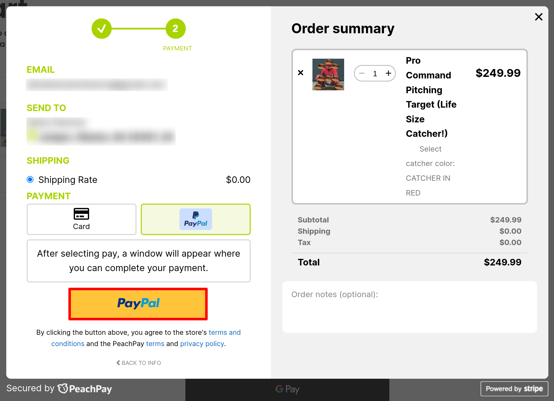 A WooCommerce store implementing PayPal Standard with PeachPay
