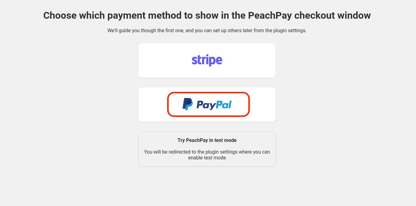 Setting up PayPal Standard payment method for WooCommerce via PeachPay