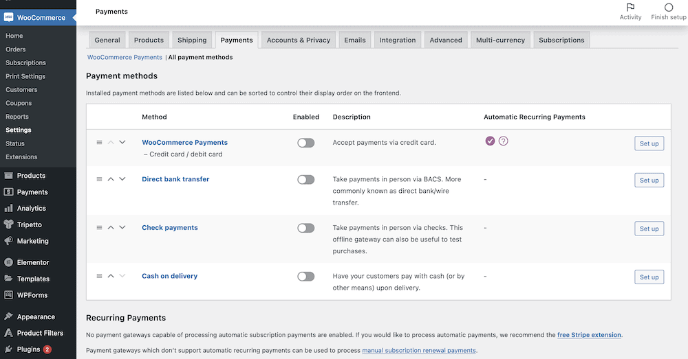 WooCommerce’s PayPal settings.