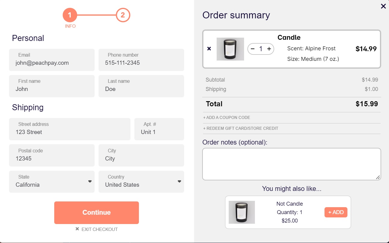 Edit details/View order summary