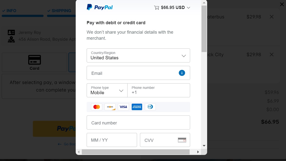 Secure PayPal browser