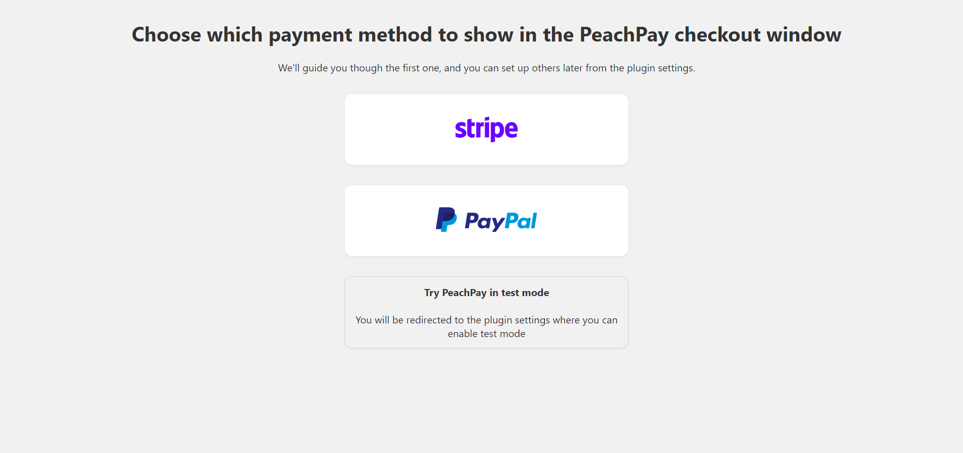 Choose which payment method to show in the PeachPay checkout window