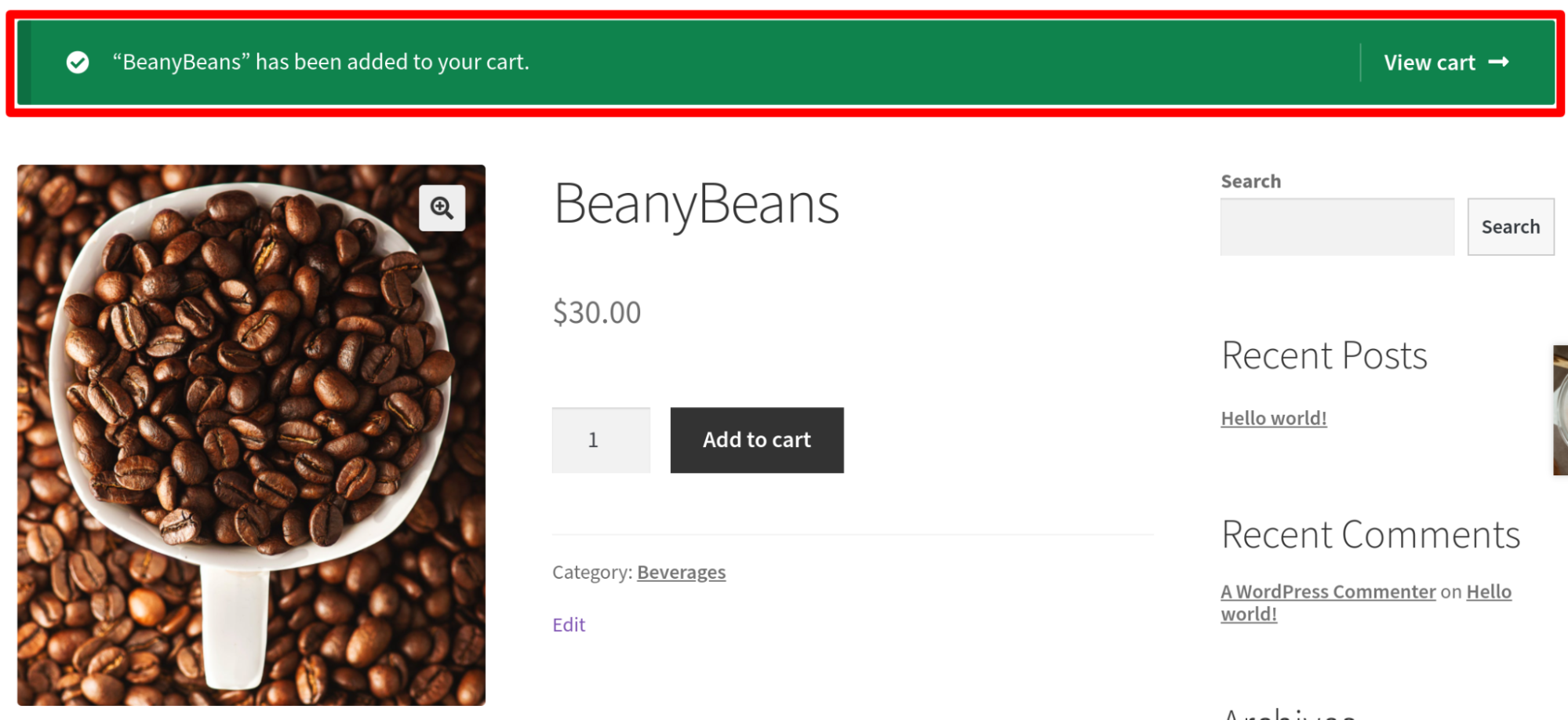 WooCommerce checkout's default "View Cart" step