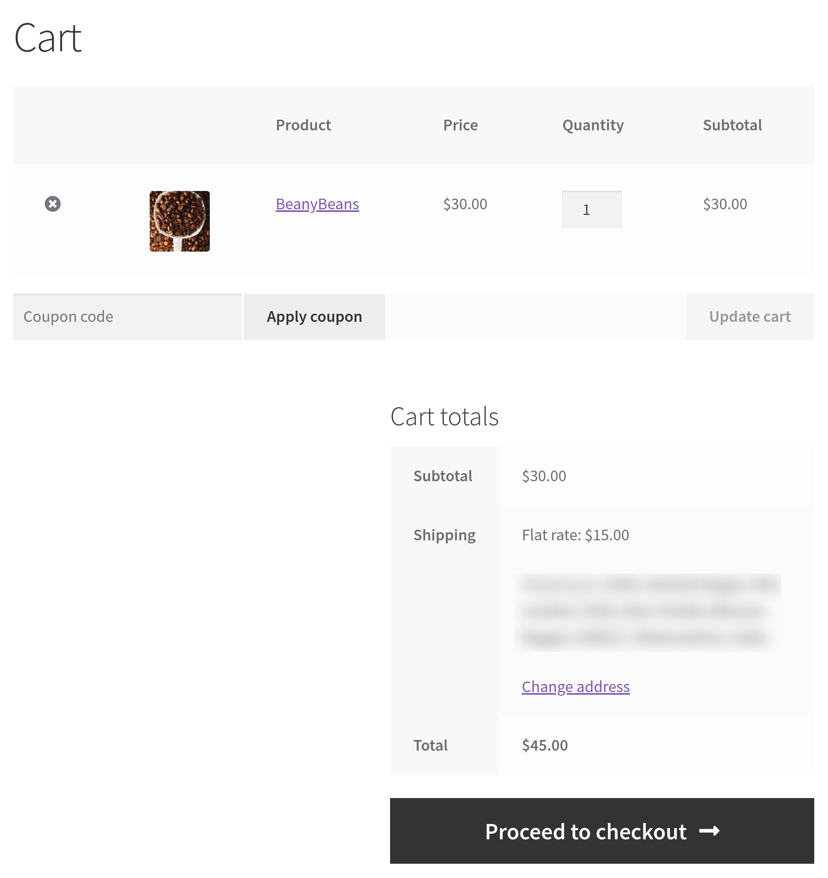WooCommerce's default cart page