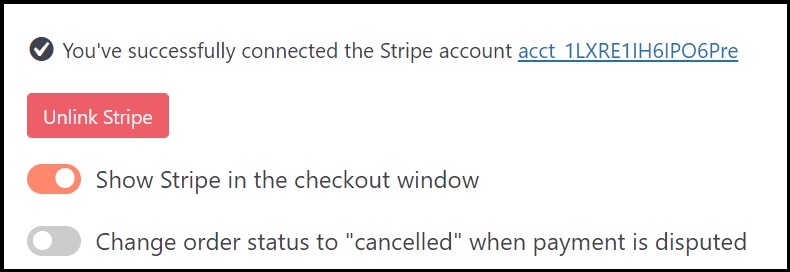 Stripe account connected successfully