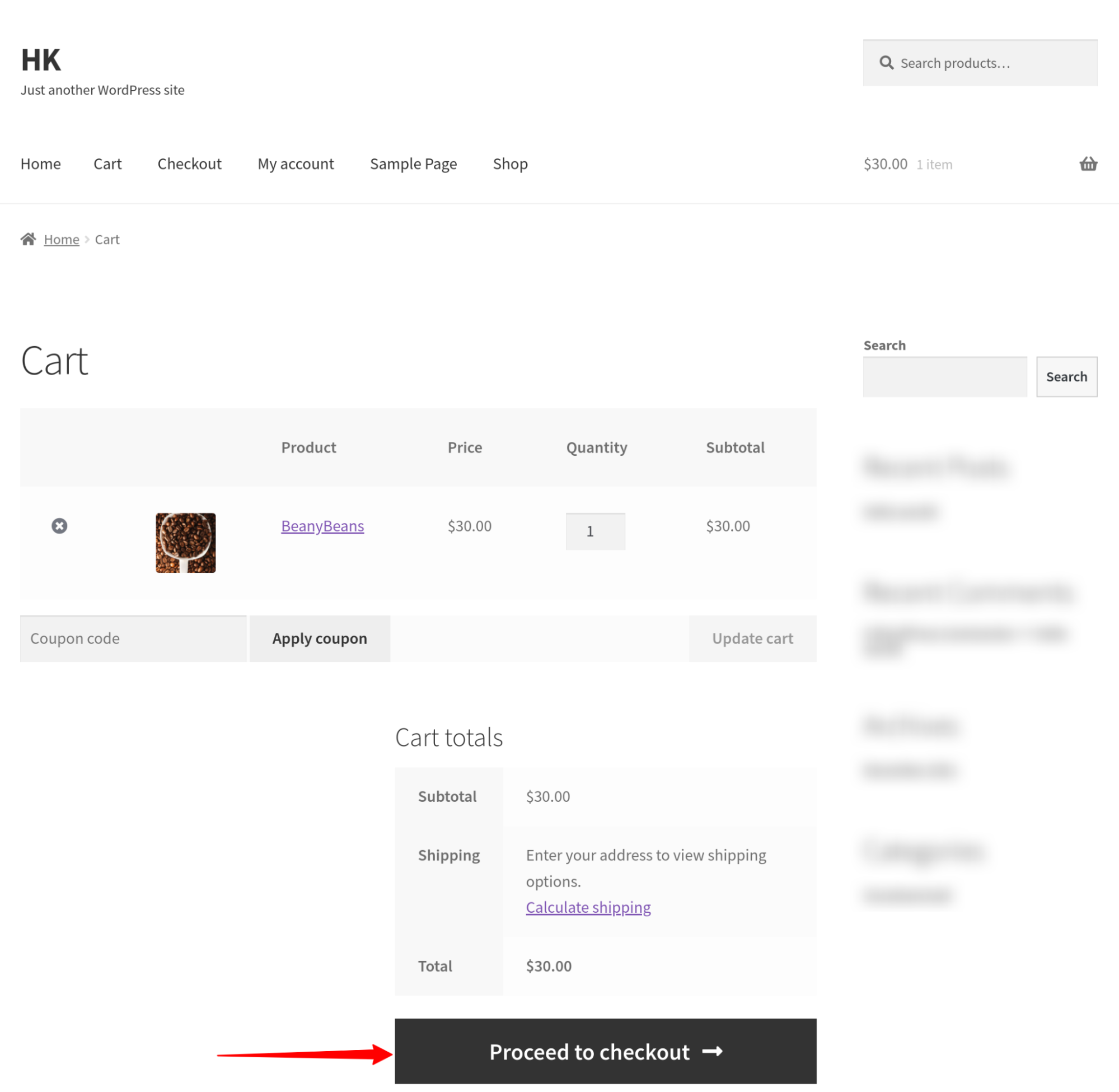 Proceed to checkout step - WooCommerce checkout
