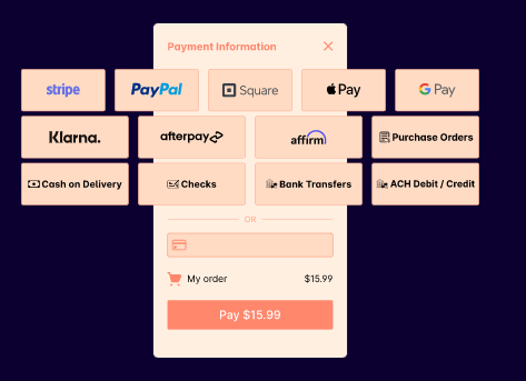 PeachPay supports multiple payment methods