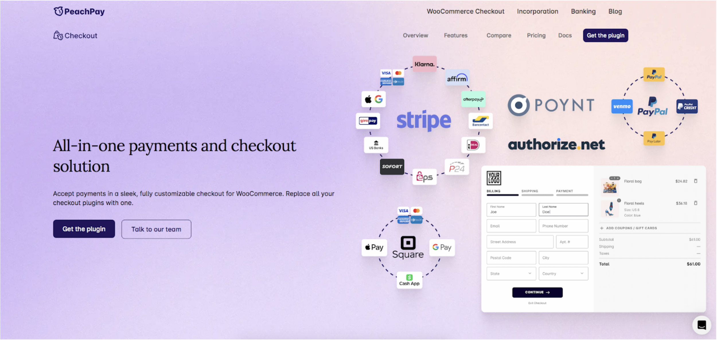 PeachPay Checkout homepage